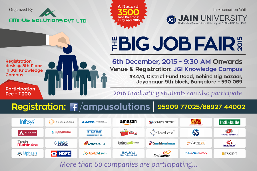 Book THE BIG JOB FAIR tickets, Bangalore