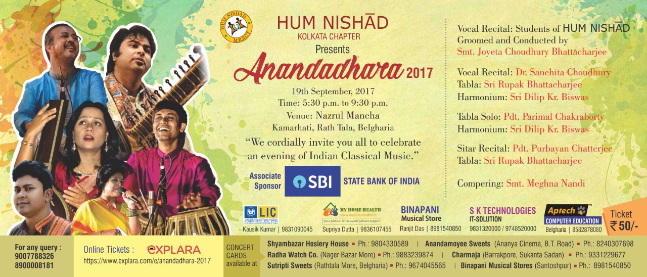 HUM NISHĀD Kolkata Chapter presents ANANDADHARA 2017 - Explara